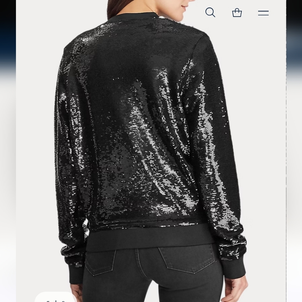 Ralph Lauren Black Sequined Women's Bomber Jacket - Picture 6 of 7